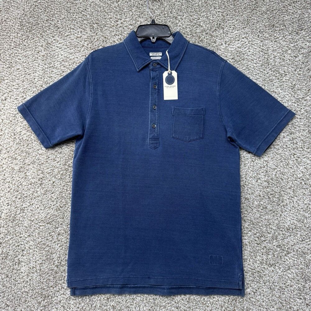 OOBE Brand Avedon Indigo Polo Shirt Men Medium Blue Pocket New With Tags Cotton‎